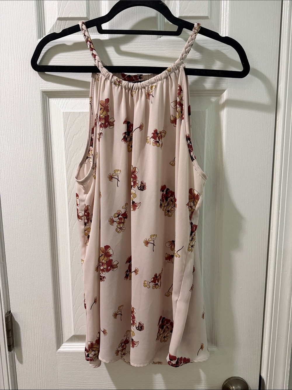 Papermoon Blush Floral Elastic-Neck braided strap tank Blouse